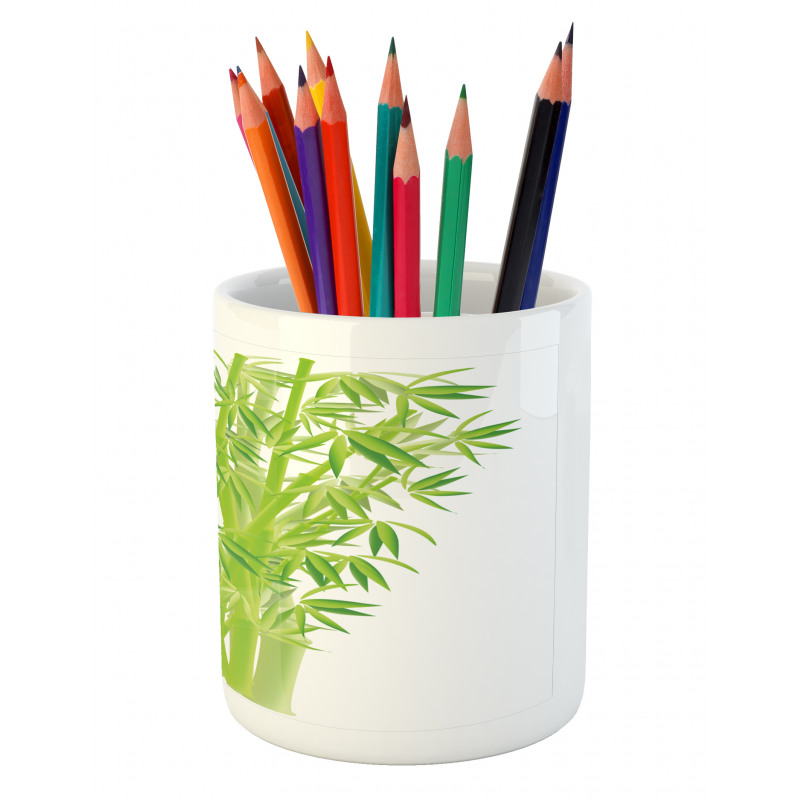 Bamboo Stems with Leaves Pencil Pen Holder