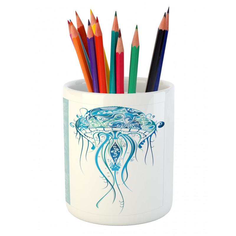 Ocean Jellyfish Paisley Pencil Pen Holder