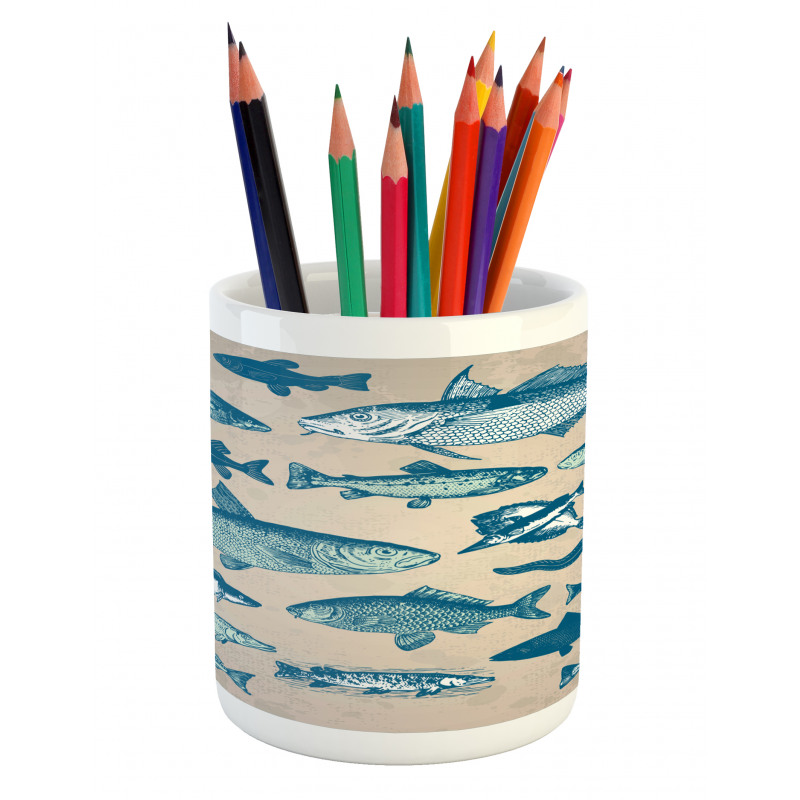 Vintage Seafood Composition Pencil Pen Holder