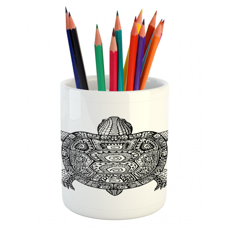 Tribal Art on Tortoise Pencil Pen Holder