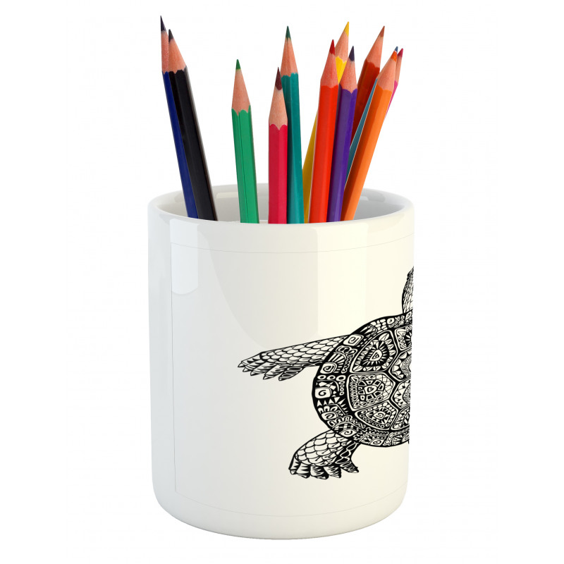 Tribal Art on Tortoise Pencil Pen Holder