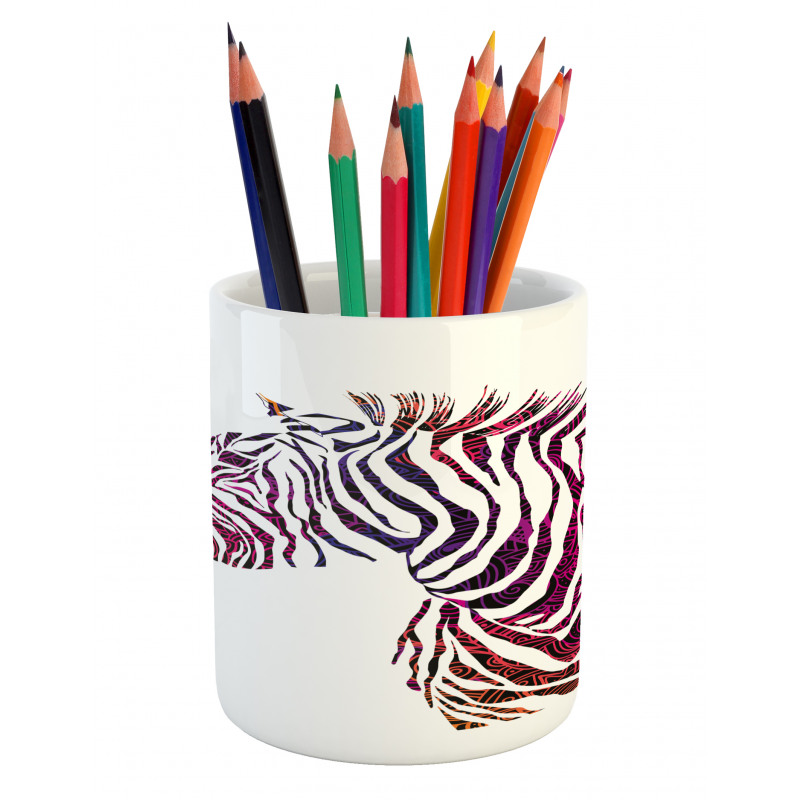 Ornamental Zebra Profile Pencil Pen Holder