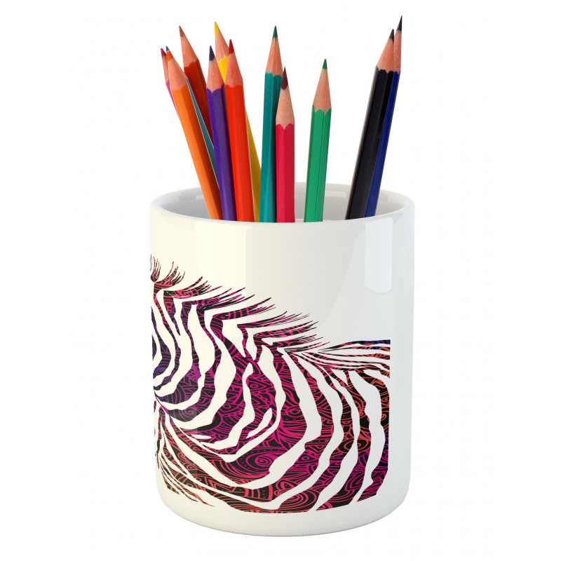 Ornamental Zebra Profile Pencil Pen Holder