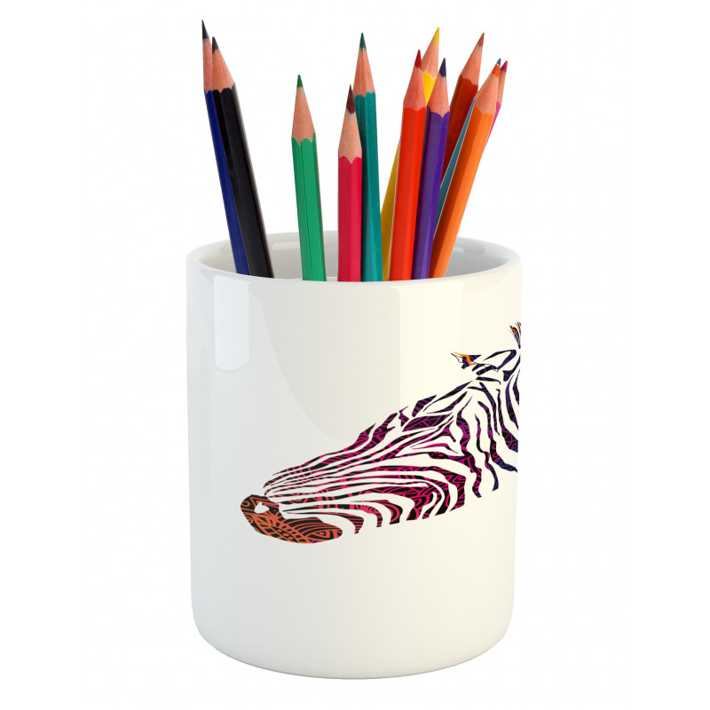 Ornamental Zebra Profile Pencil Pen Holder