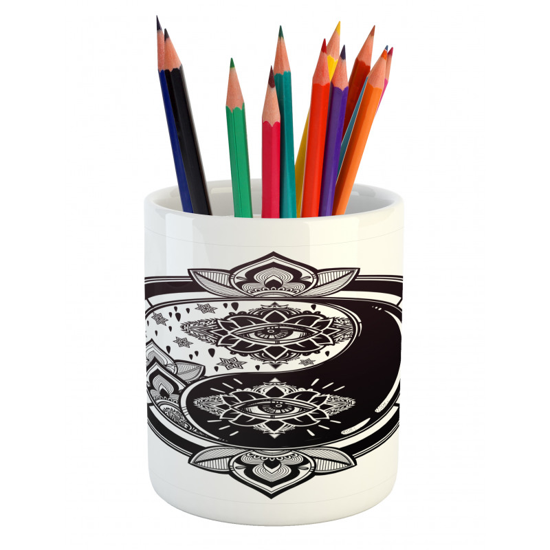 Floral Third Eye Sign Pencil Pen Holder