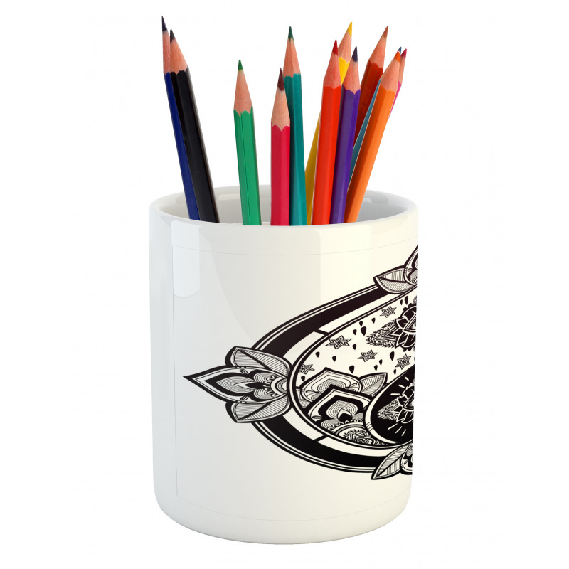 Floral Third Eye Sign Pencil Pen Holder