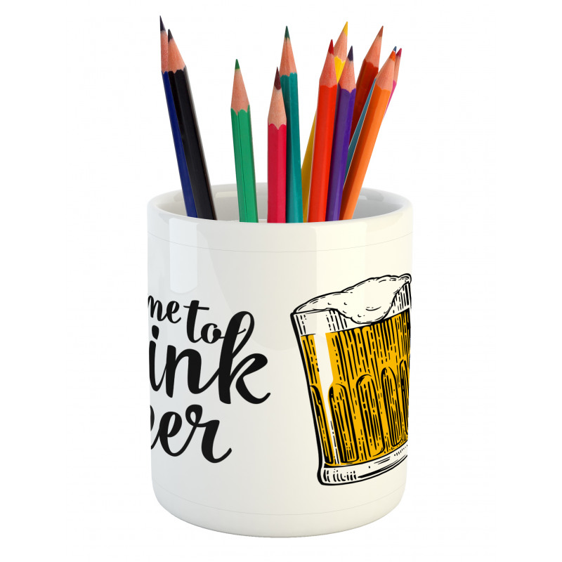 Time to Drink Beer Man Pencil Pen Holder