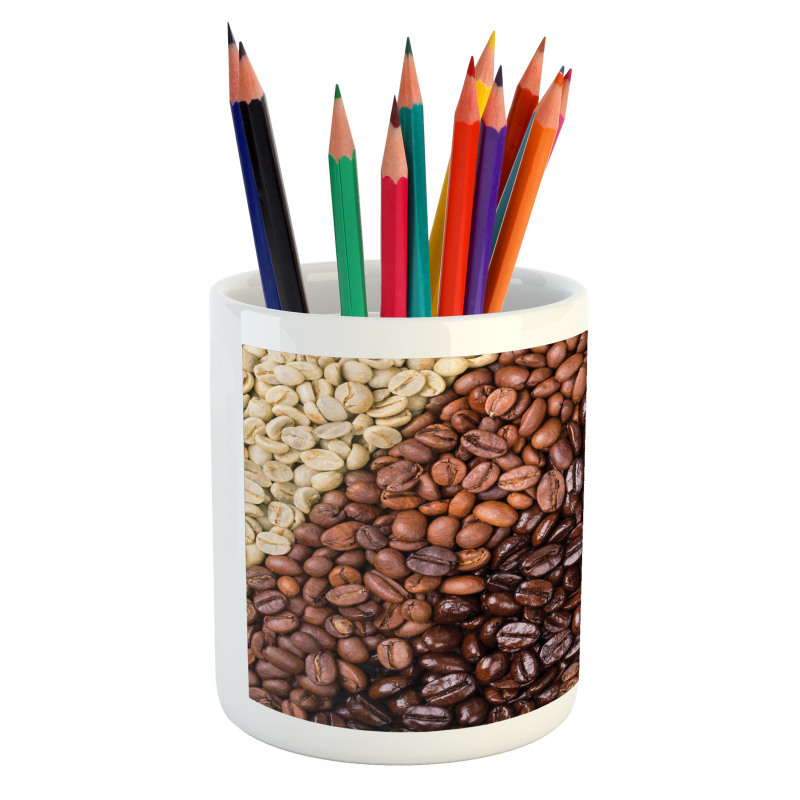 Coffee Beans Stripes Pencil Pen Holder