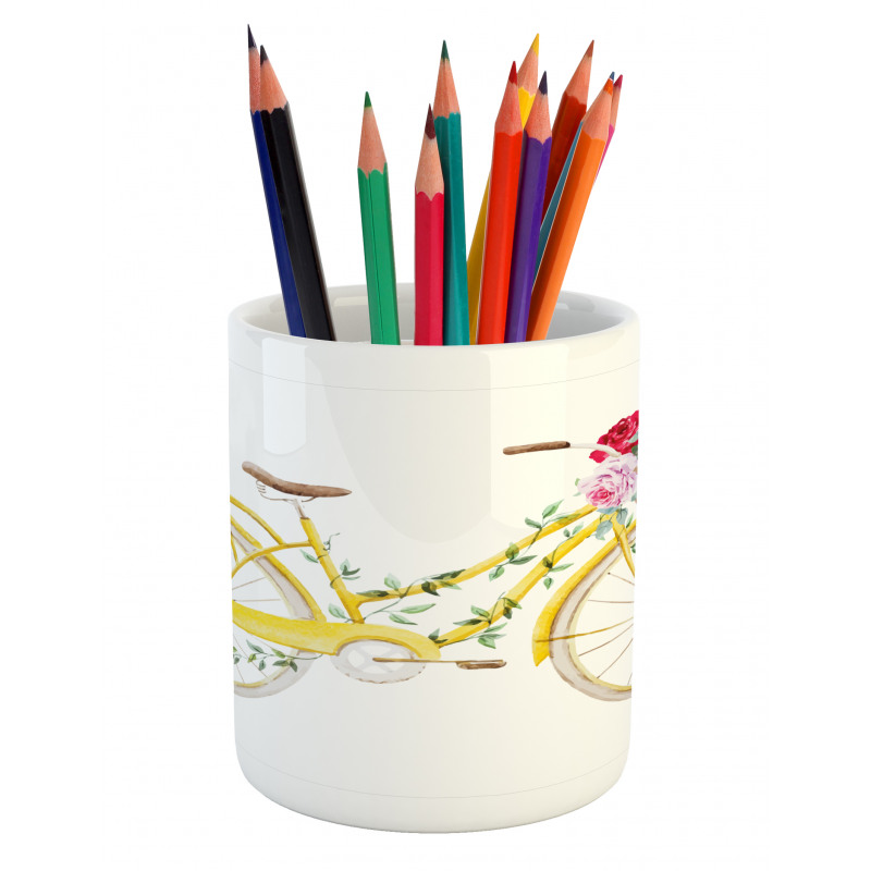 Bicycle with Flowers Pencil Pen Holder