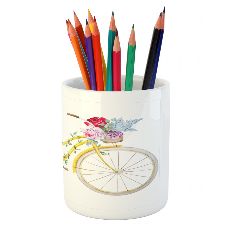 Bicycle with Flowers Pencil Pen Holder
