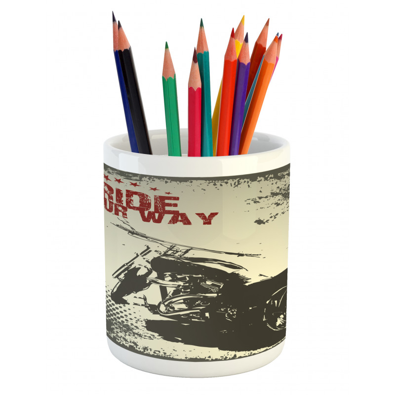 Adventure with Motorcycle Pencil Pen Holder