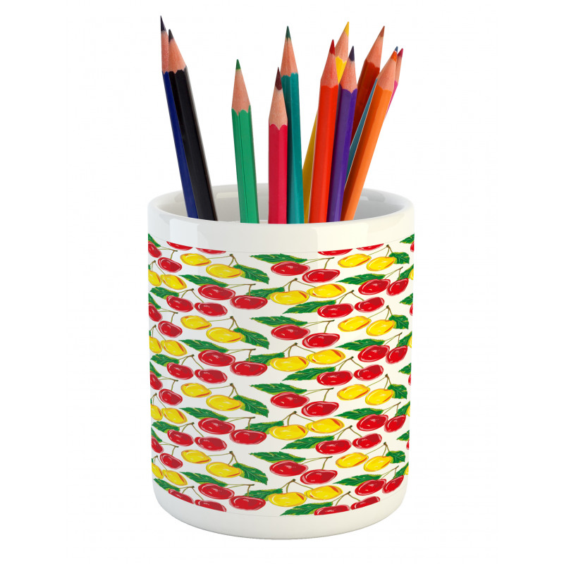 Graphic Colored Cherries Pencil Pen Holder