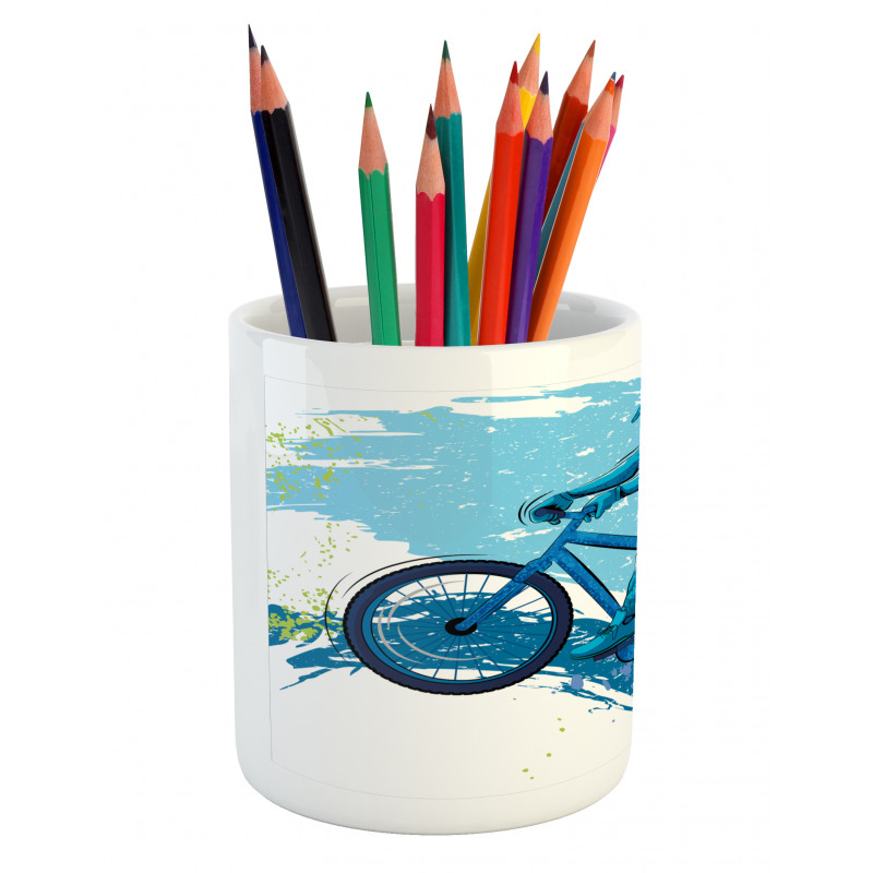 Bicyclist Color Splashes Pencil Pen Holder