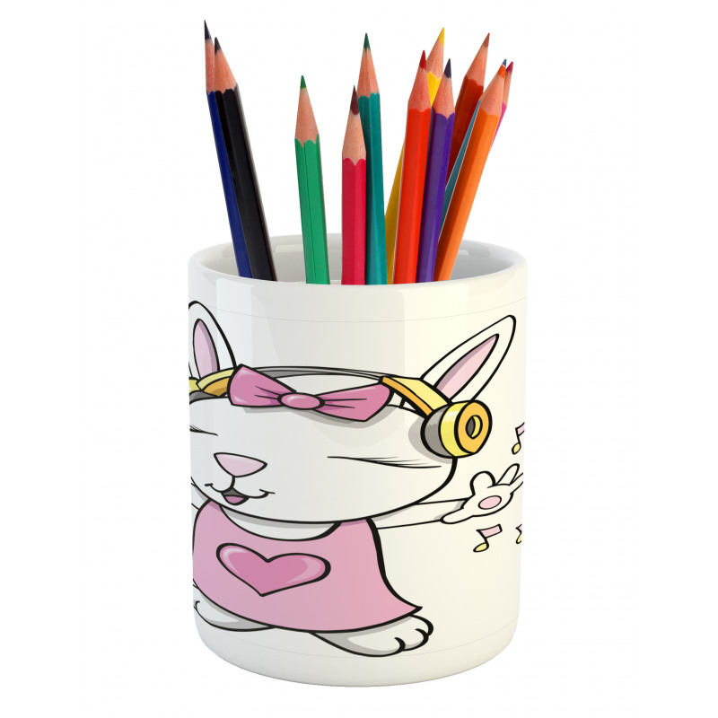 Cartoon Rock Star Bunny Pencil Pen Holder