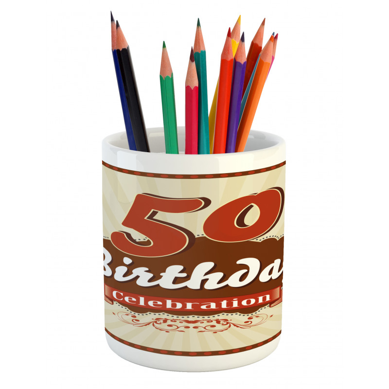 Retro Stripe Dot Pencil Pen Holder