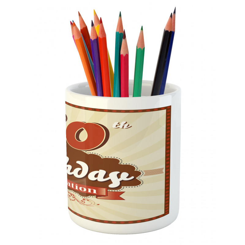 Retro Stripe Dot Pencil Pen Holder