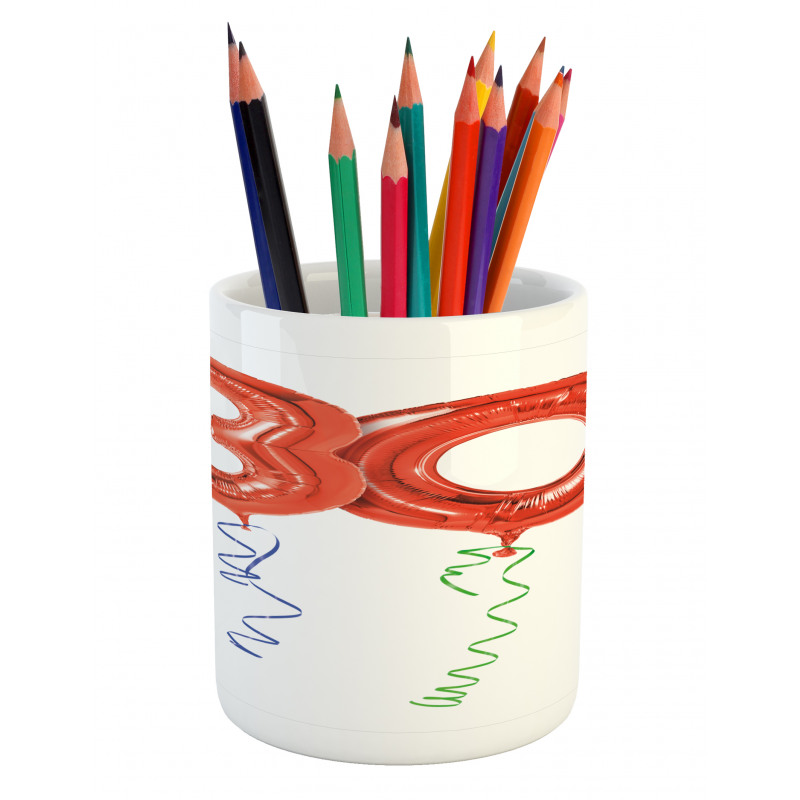 Red Balloons Ribbons Pencil Pen Holder