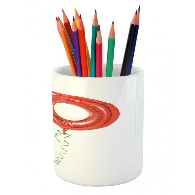 Red Balloons Ribbons Pencil Pen Holder