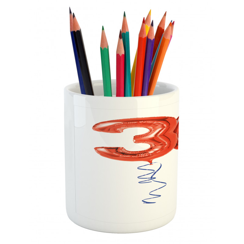 Red Balloons Ribbons Pencil Pen Holder