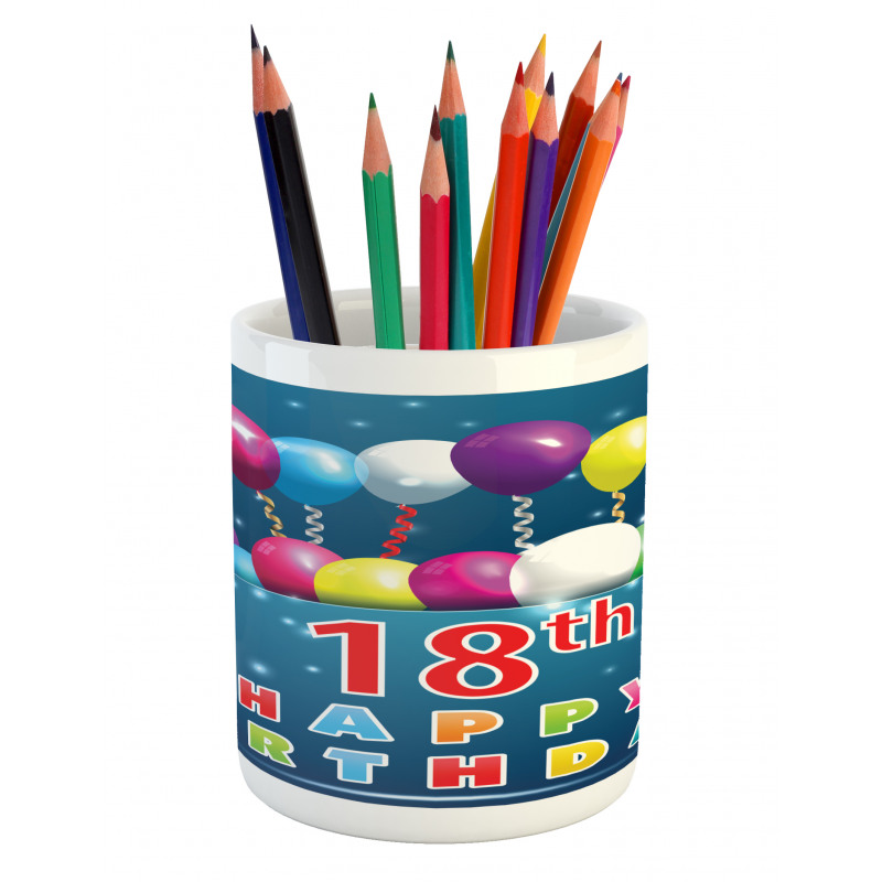 18 Birthday Balloons Pencil Pen Holder