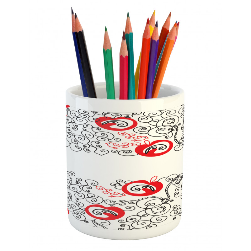 Sketchy Birds Swirls Pencil Pen Holder