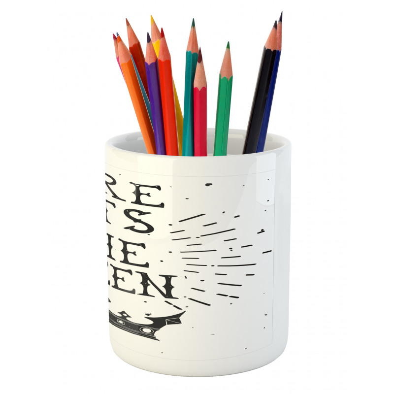 Vintage Words and Crown Pencil Pen Holder