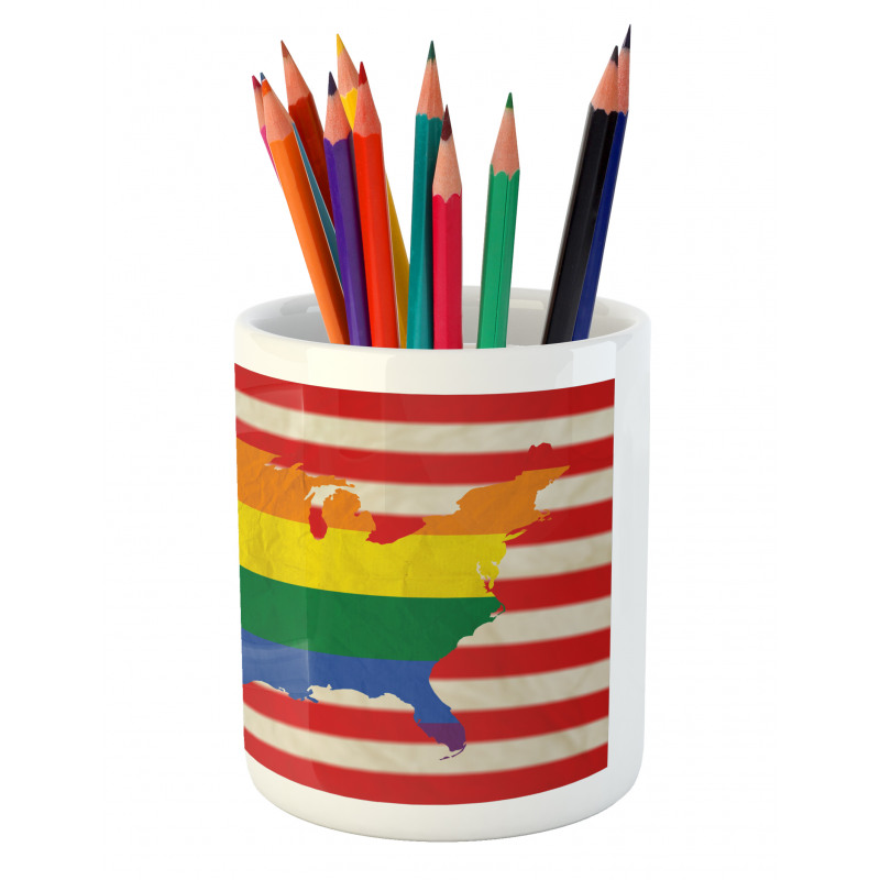 USA Flag Gay Rights Pencil Pen Holder