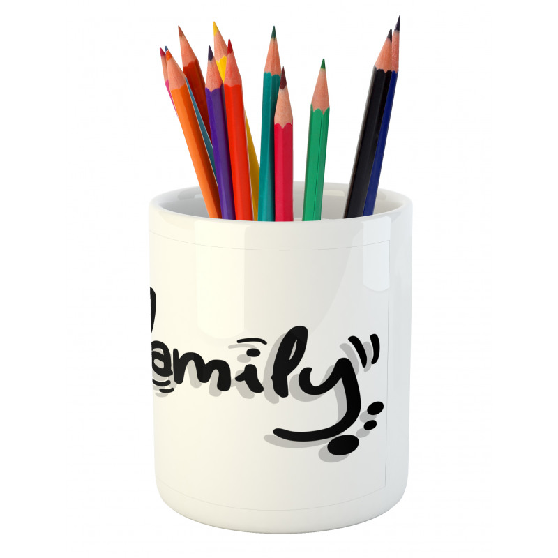 I Heart Family Pictogram Pencil Pen Holder