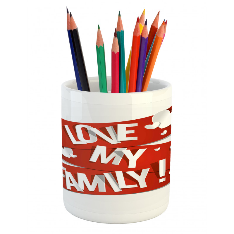 Family Love Heart Pencil Pen Holder