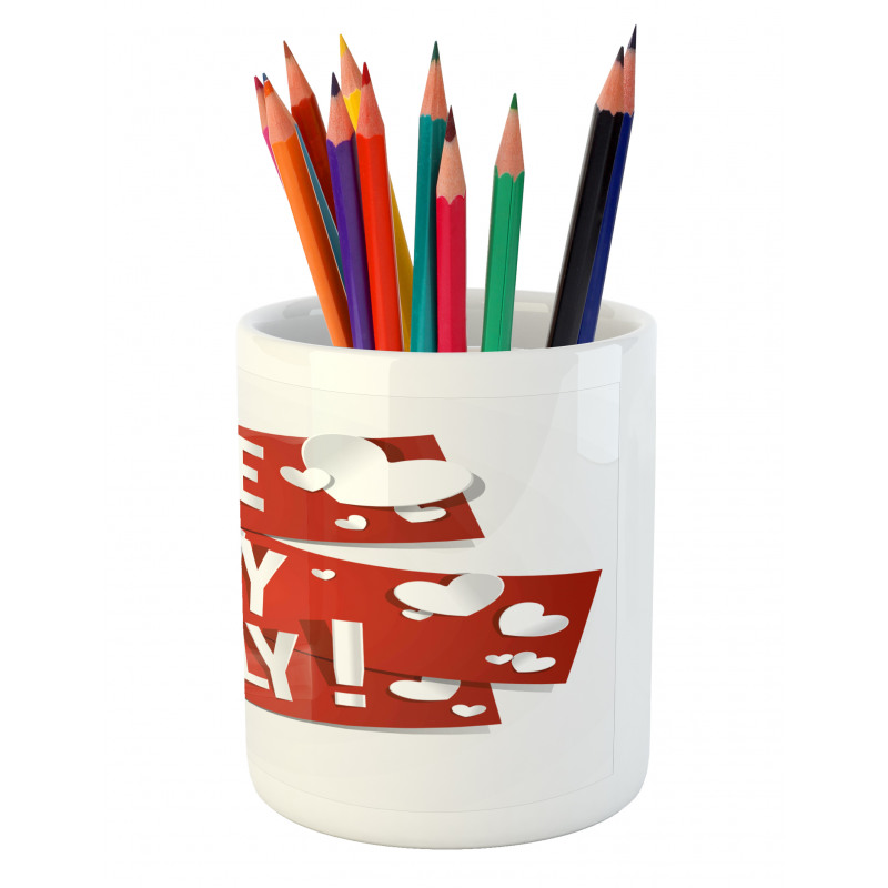 Family Love Heart Pencil Pen Holder