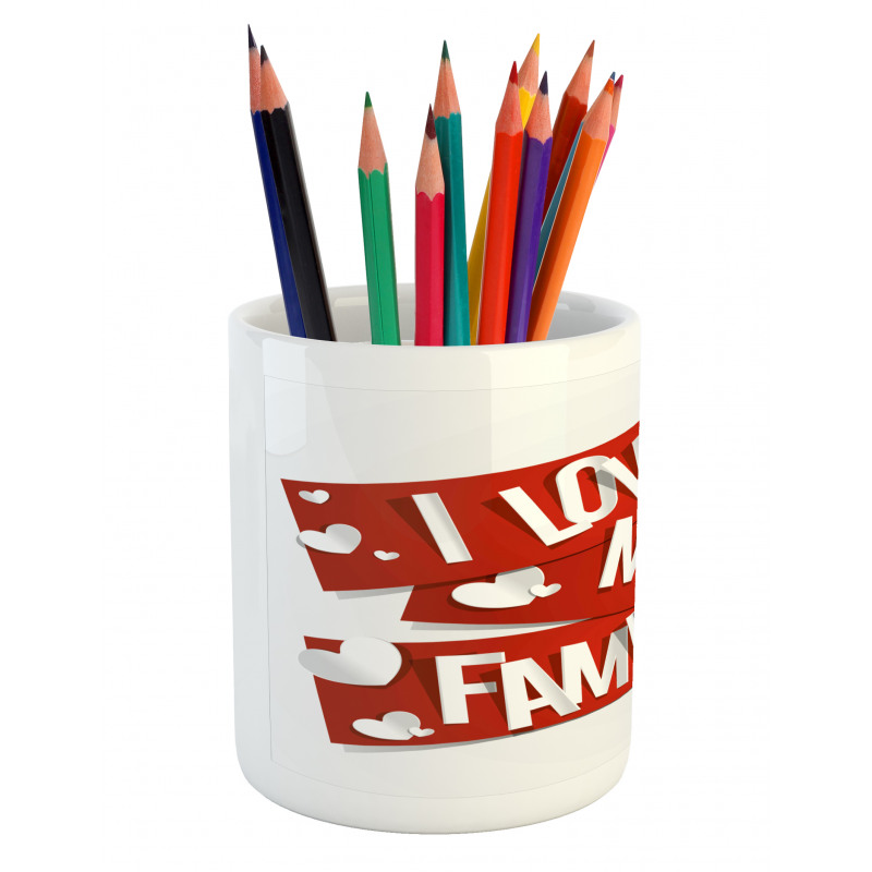 Family Love Heart Pencil Pen Holder