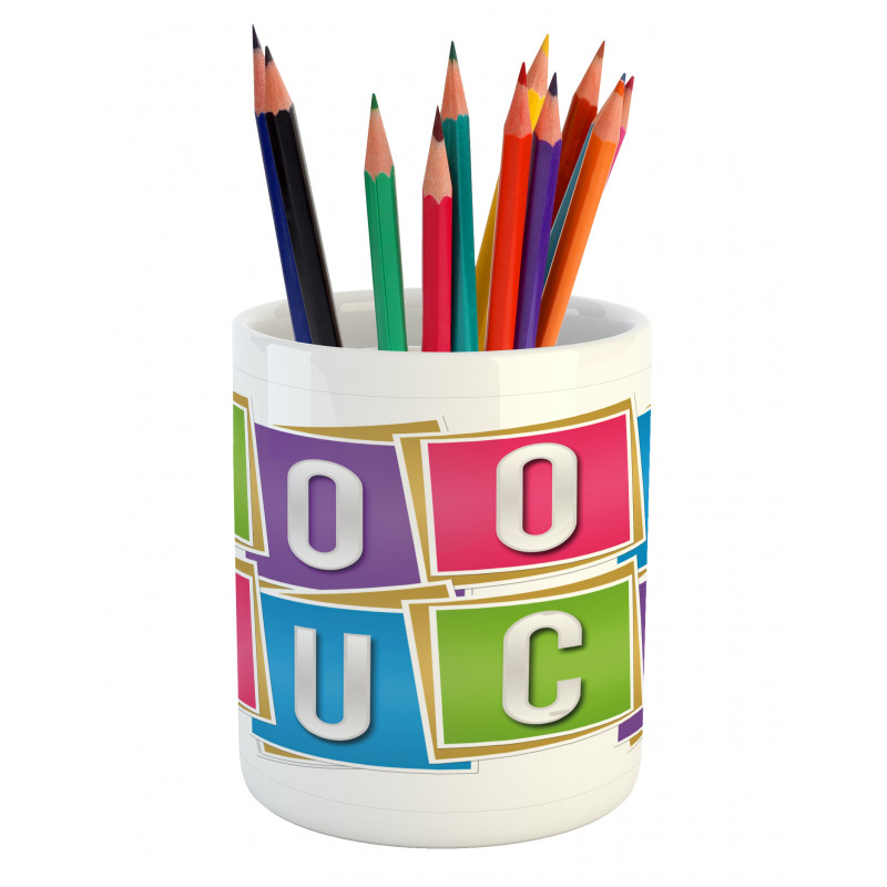 Blocks Letter Wish Pencil Pen Holder