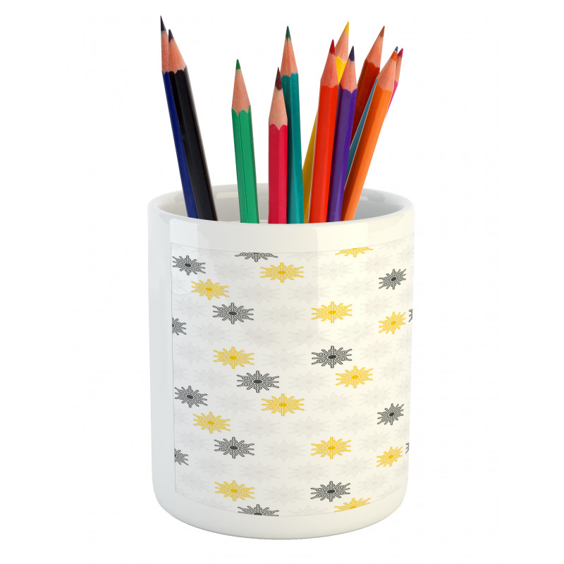 Sun Flowers Dots Pencil Pen Holder