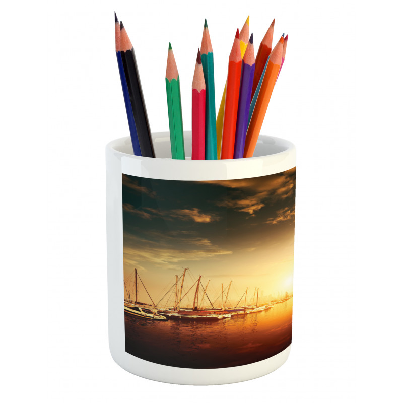 Boats on the Pier Pencil Pen Holder