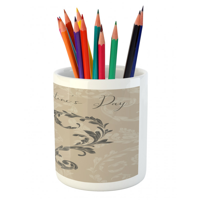 Valentine's Day Taupe Pencil Pen Holder