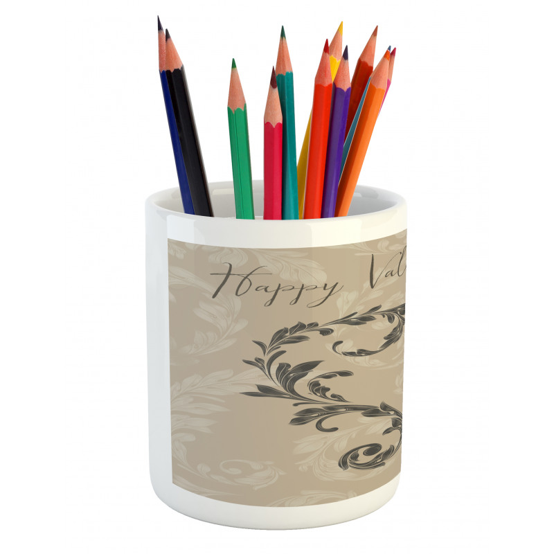 Valentine's Day Taupe Pencil Pen Holder