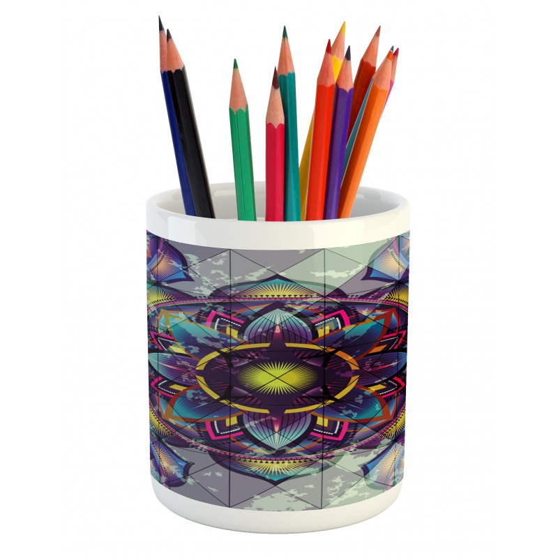 Grunge Futuristic Mandala Pencil Pen Holder