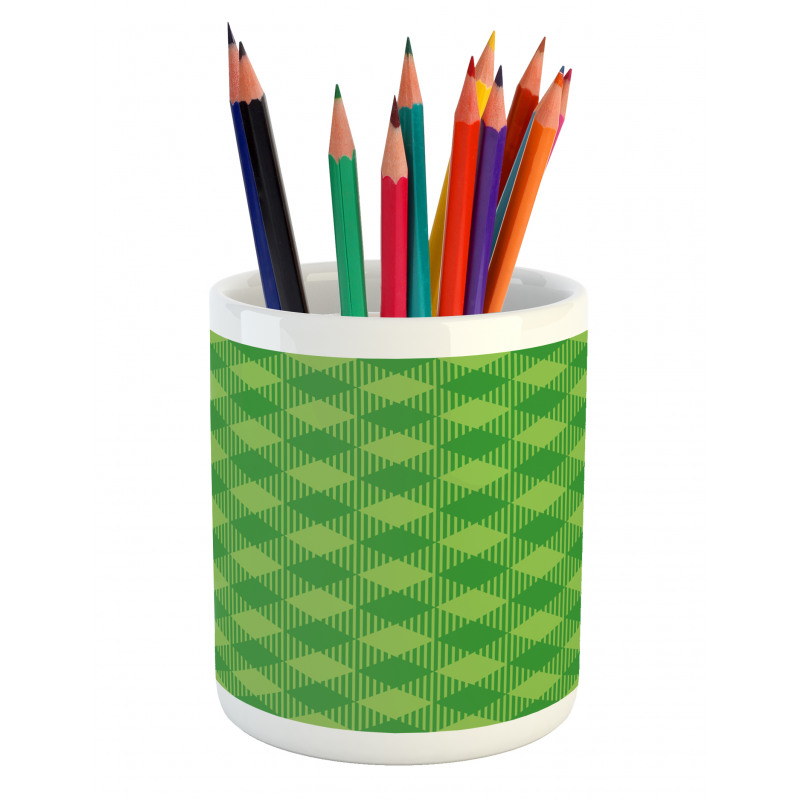 Retro Green Checkered Pencil Pen Holder