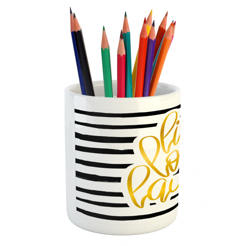 Stripes Text Pencil Pen Holder