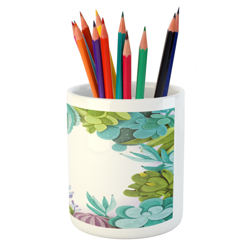 Succulents Plants Frame Pencil Pen Holder