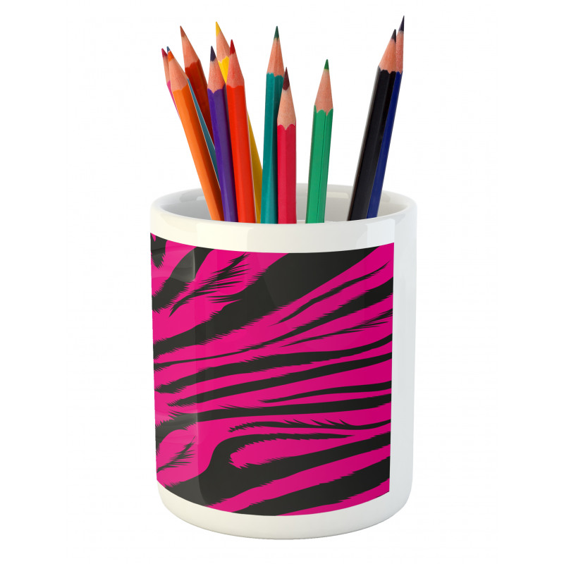 Hot Pink Zebra Skin Pencil Pen Holder