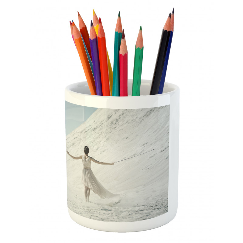 Lady with White Horse Pencil Pen Holder