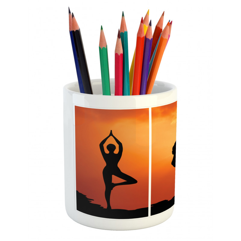 Women Practice at Sunset Pencil Pen Holder