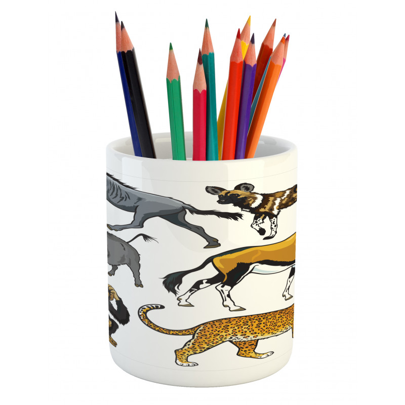 Cartoon Wild Animals Africa Pencil Pen Holder