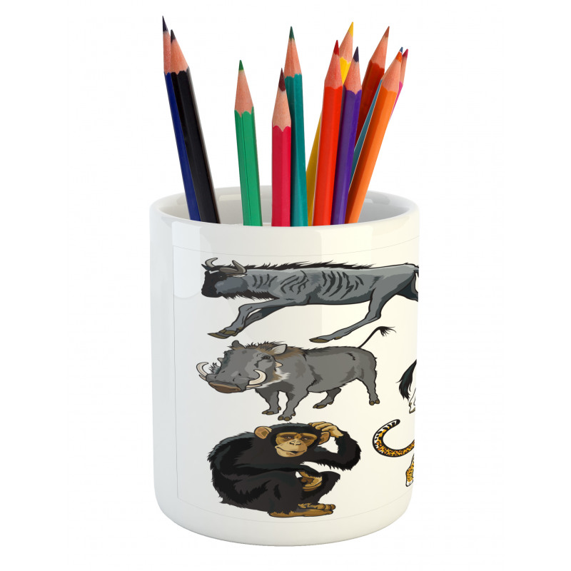 Cartoon Wild Animals Africa Pencil Pen Holder