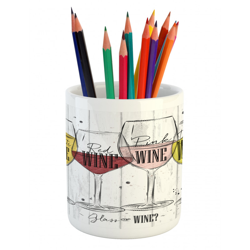 4 Types of Wine Rustic Pencil Pen Holder