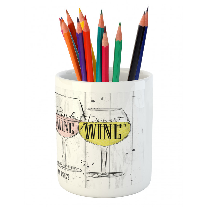 4 Types of Wine Rustic Pencil Pen Holder