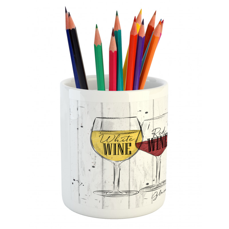 4 Types of Wine Rustic Pencil Pen Holder