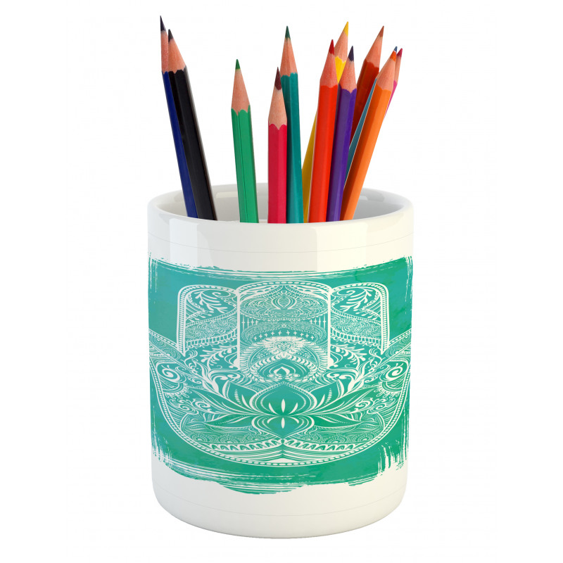 Grungy Floral Ethnic Motif Pencil Pen Holder