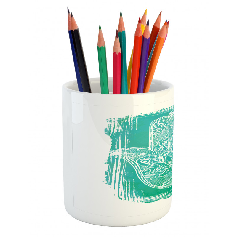 Grungy Floral Ethnic Motif Pencil Pen Holder